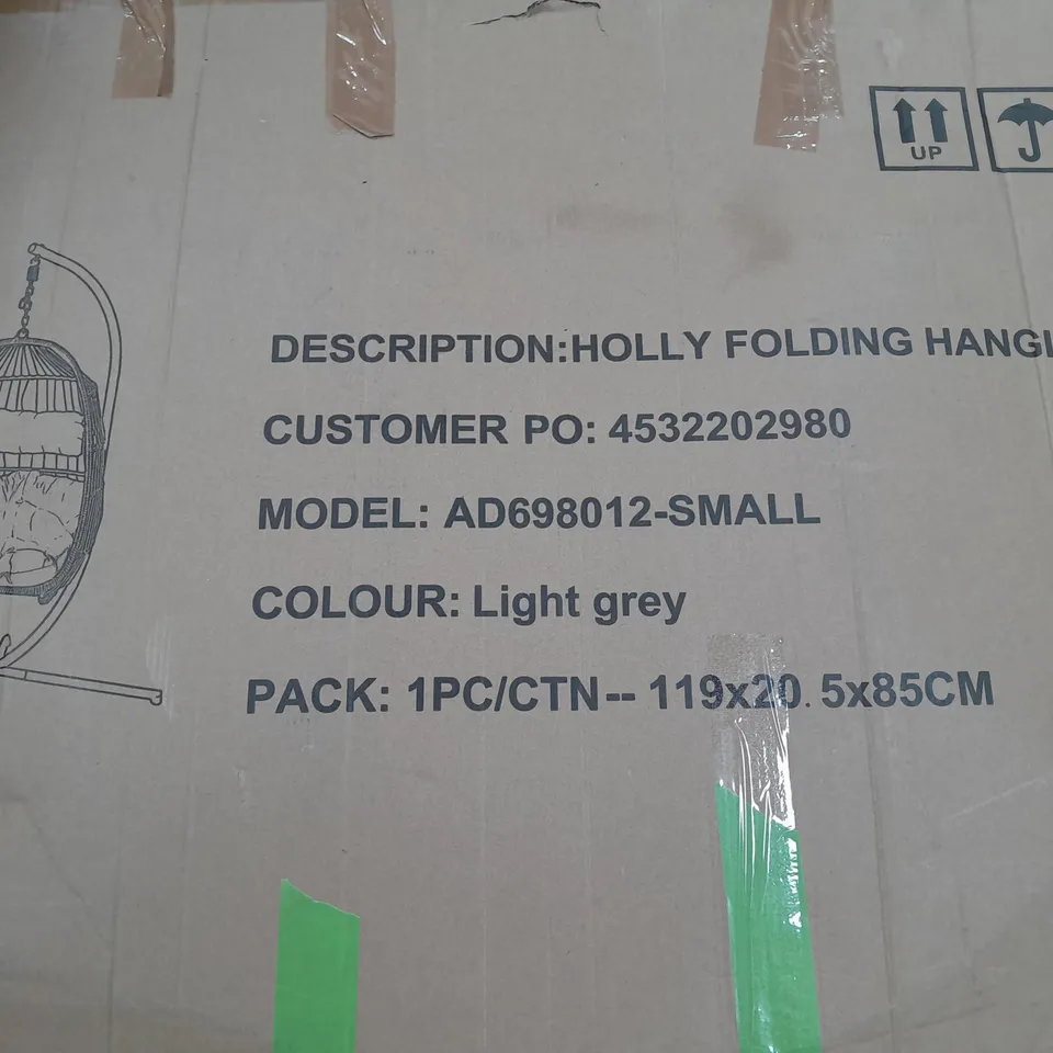BOXED HOLLY FOLDING HANGING CHAIR IN LIGHT GREY - 1 BOX