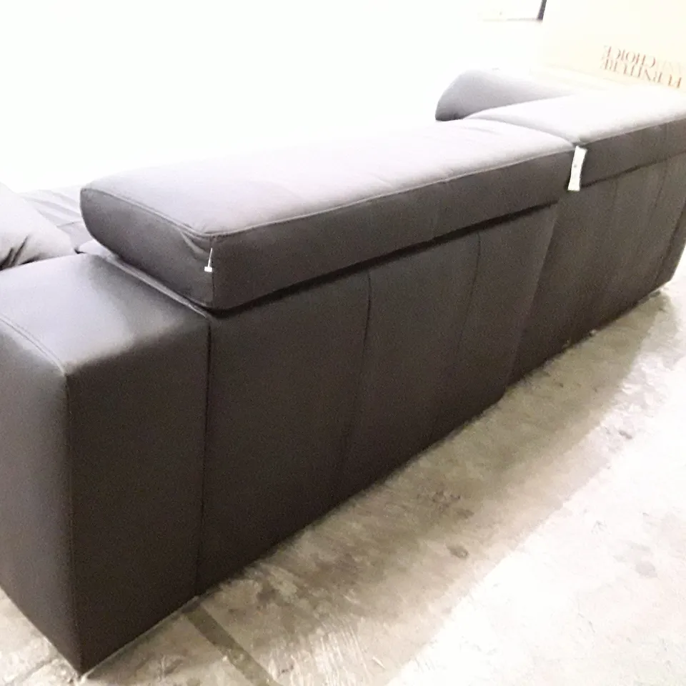 QUALITY DESIGNER BRADY 4 SEATER SOFA - BLACK LEATHER