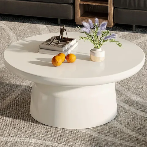 BOXED GUYII MODERN CLOUD WHITE ROUND COFFEE TABLE (2 BOXES)