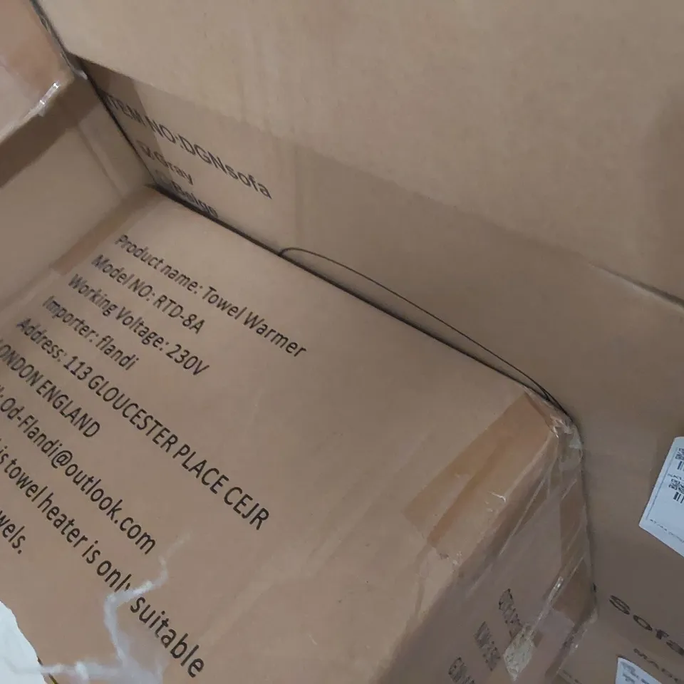 PALLET CONTAINING A LARGE ASSORTMENT OF CONSUMER PRODUCTS INCLUDING: MULTIFUNCTIONAL KITCHEN SOFAS, TOWEL WARMERS ECT