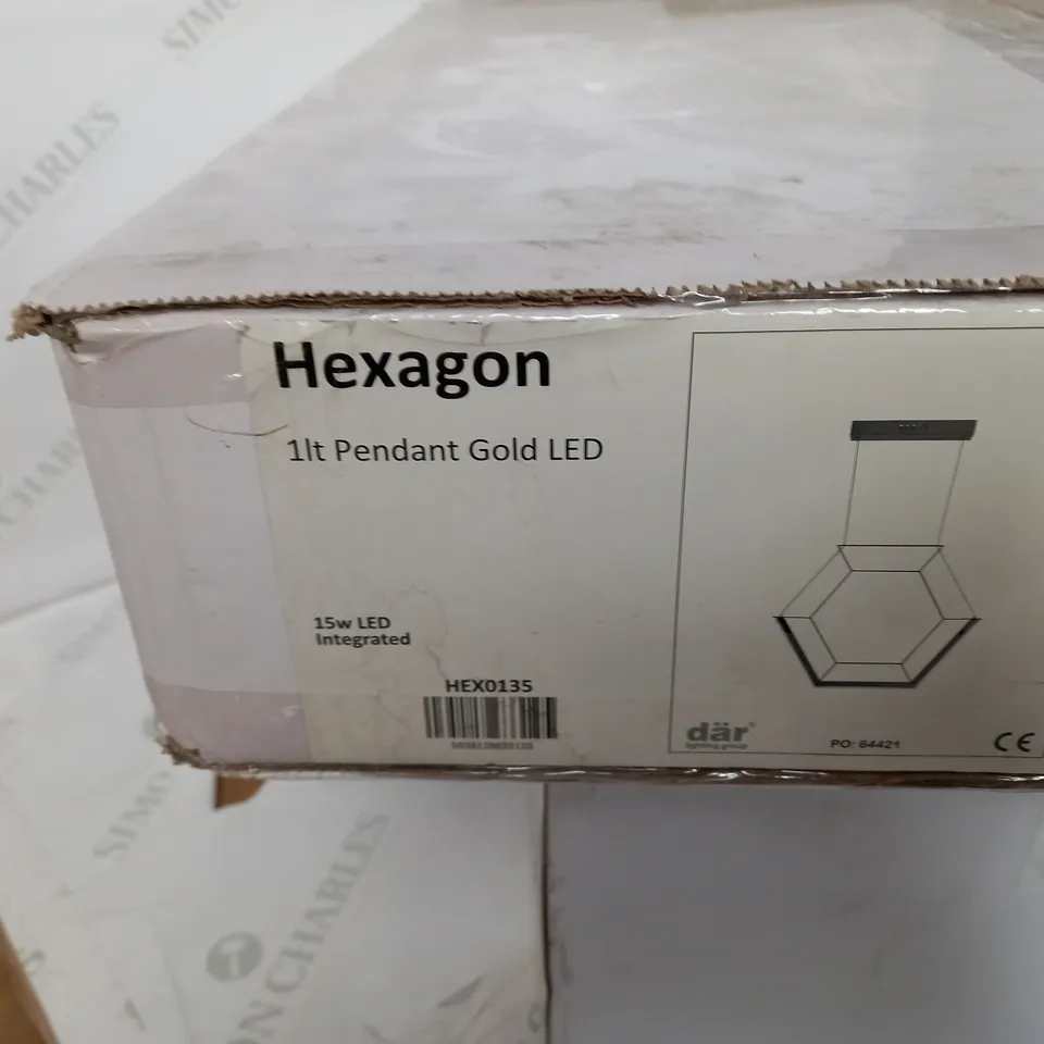 HEXAGON 1LT PENDANT GOLD LED