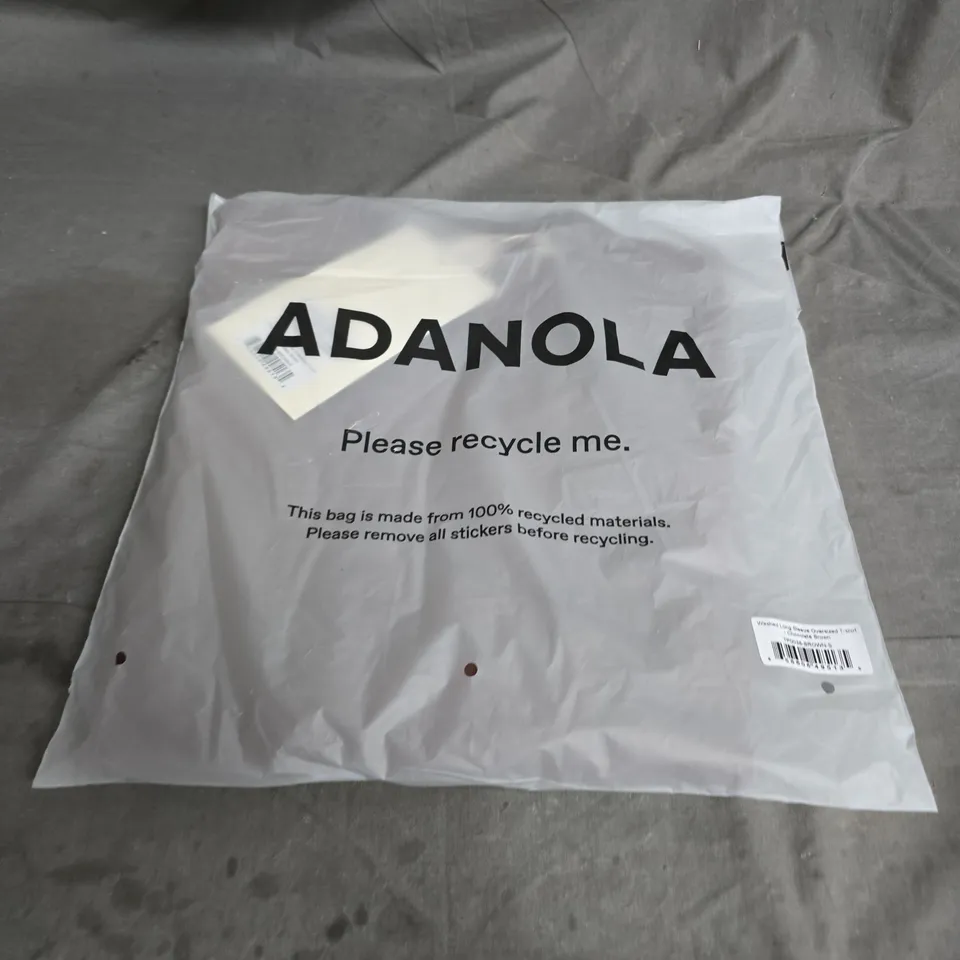 ADANOLA WASHED LONG SLEEVE OVERSIZED T-SHIRT – CHOCOLATE BROWN – SIZE S (TP0038-BROWN-S)