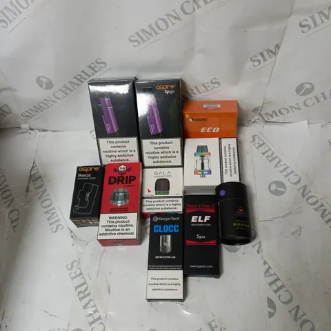 BOX OF APPROXIMATELY 10 ECIG PRODUCTS TO INCLUDE ASPIRE, DRIP, INNOKIN