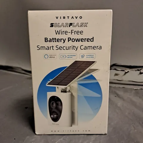 SEALED VIRTAVO SOLAR FLASK WIRE-FREE BATTERY POWERED SMART SECURITY CAMERA