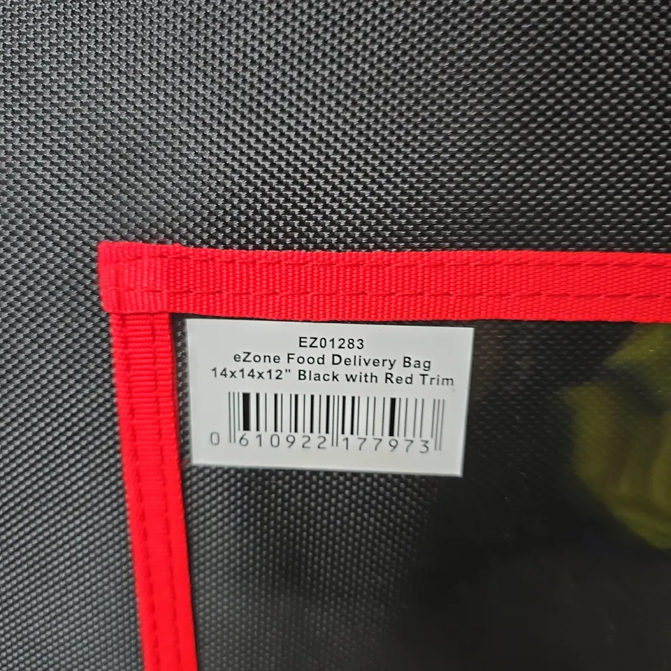 EZZONE FOOD DELIVERY BAG 14X14X12 – BLACK WITH RED TRIM (INSULATED)