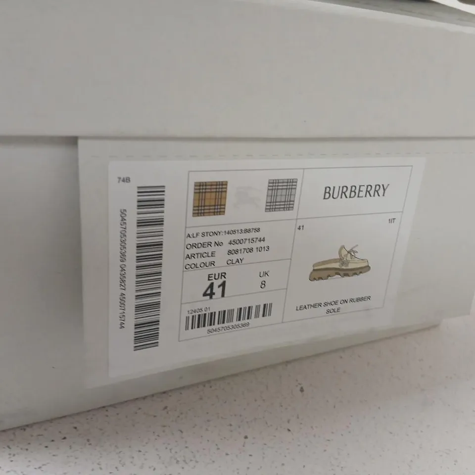 BURBERRY LEATHER MOCCASIN-STYLE SHOES WITH SHEARLING LINING – UK 8 / EU 41, CLAY