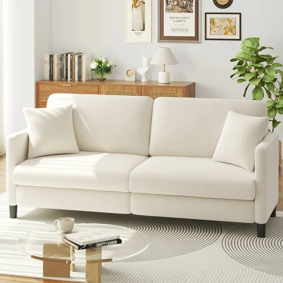 BOXED NURITH UPHOLSTERED SOFA - CREAM