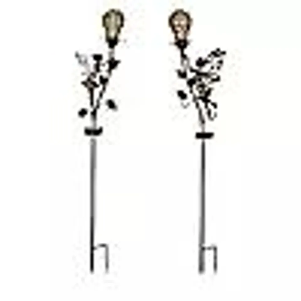 GARDEN STORIES SET OF 2 METAL FAIRY GLOBE STAKE LIGHTS BOXED