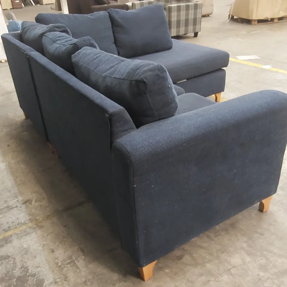 DESIGNER BLUE FABRIC CORNER CHAISE SOFA
