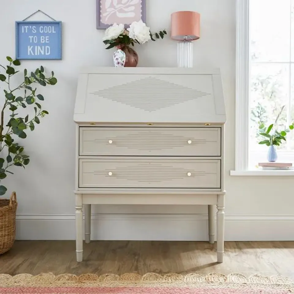 BOXED OTTILIE BUREAU DESK, STONE (1 BOX)