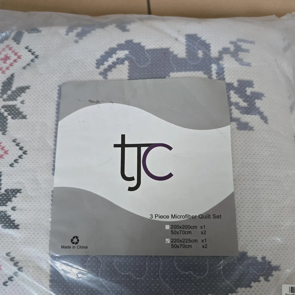 TJC 3 PIECE MICROFIBER QUILT SET – 220X225 CM DUVET COVER WITH 2 X 50X70 CM PILLOWCASES