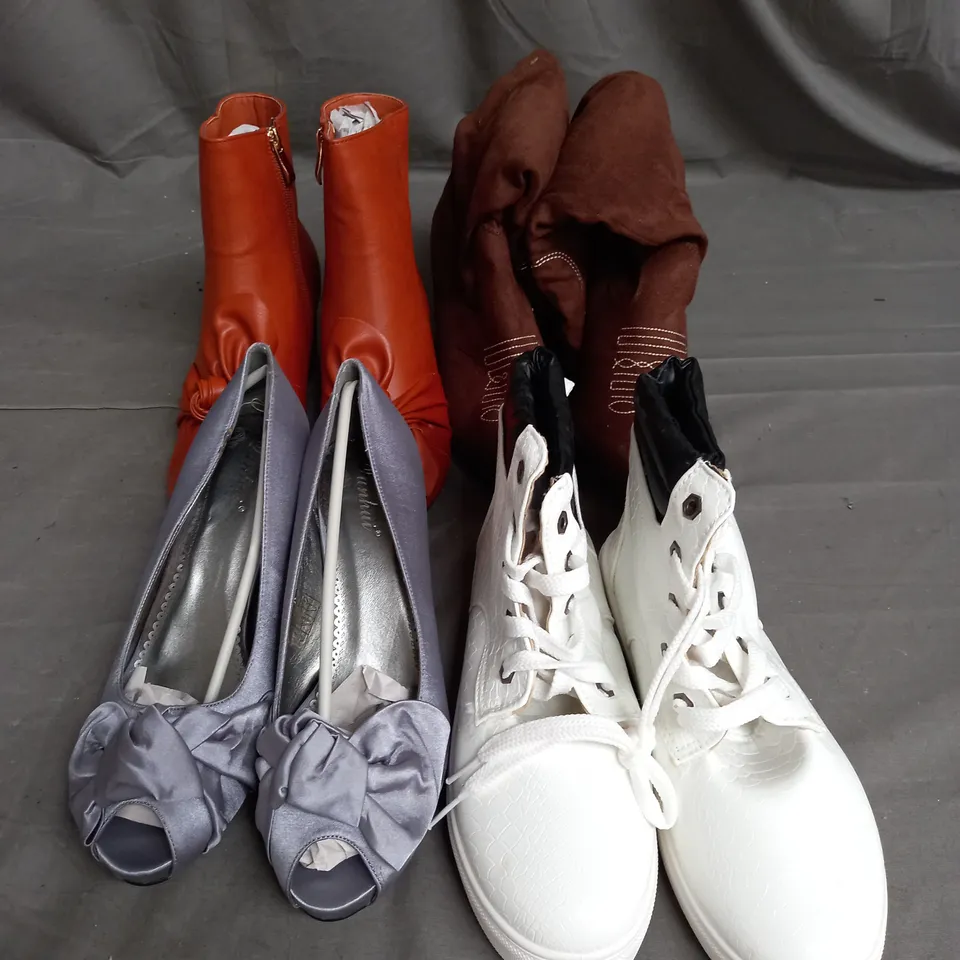 BOX OF APPROX 10 PAIRS OF ASSORTED WOMENS SHOES IN VARIOUS COLOURS, STYLES AND SIZES