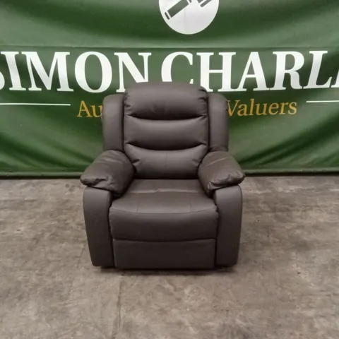 ROTHBURY LUXURY FAUX LEATHER HIGH BACK MANUAL RECLINER ARMCHAIR - CHARCOAL 