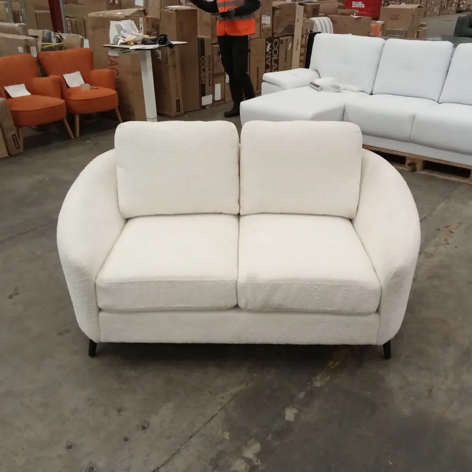 MAE CURVED 2 SEATER, IVORY CLASSIC BOUCLE FABRIC
