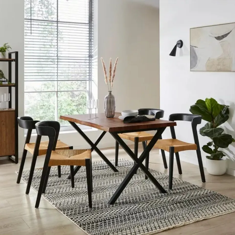 BOXED EZRA 4 SEATER RECTANGULAR COMPACT DINING TABLE, 120cm - WALNUT EFFECT (1 BOX)