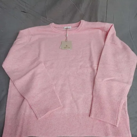 HOUSE OF BRUAR CASHMERE CREW SWEATER IN BLOSSOM PINK SIZE L