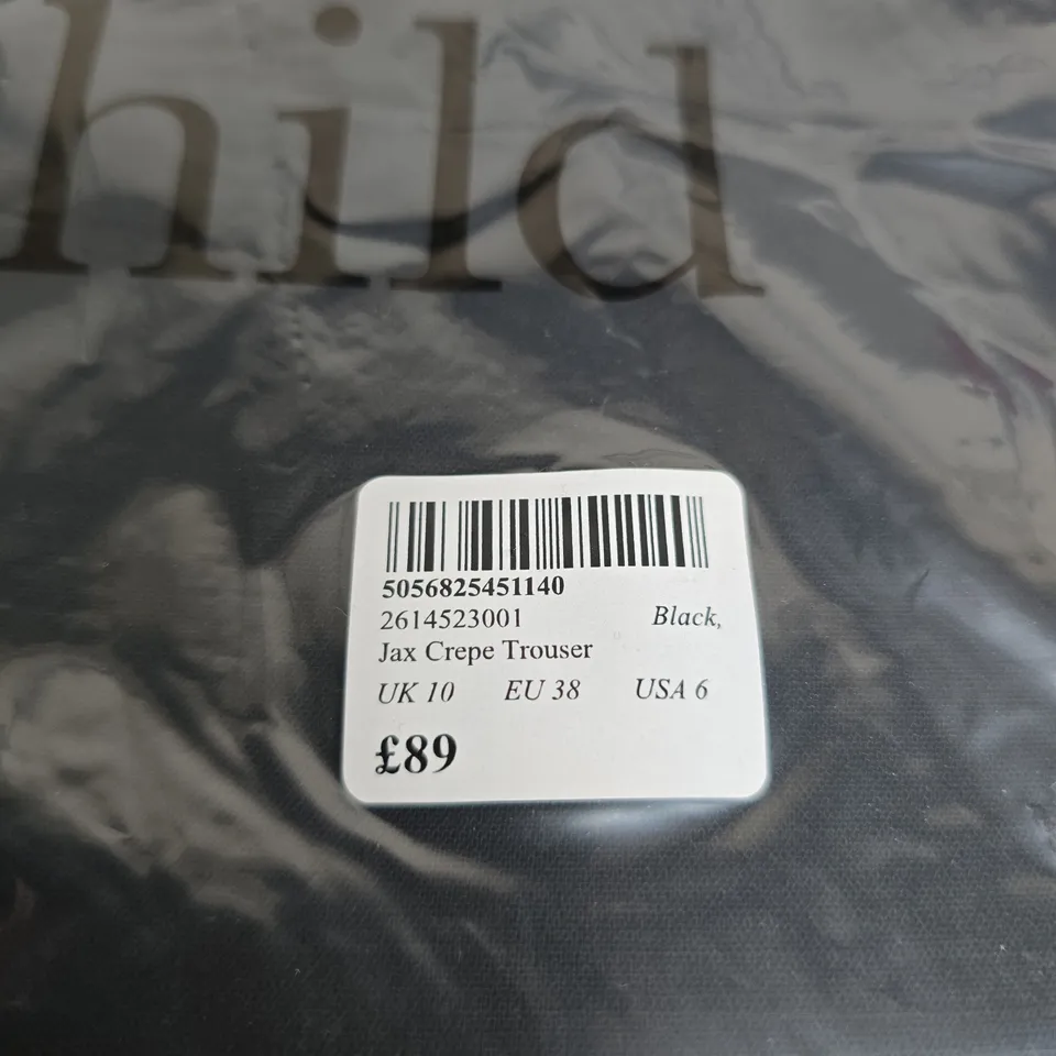 NOBODY'S CHILD JAX CREPE TROUSER – BLACK, UK 10 (EU 38, USA 6)