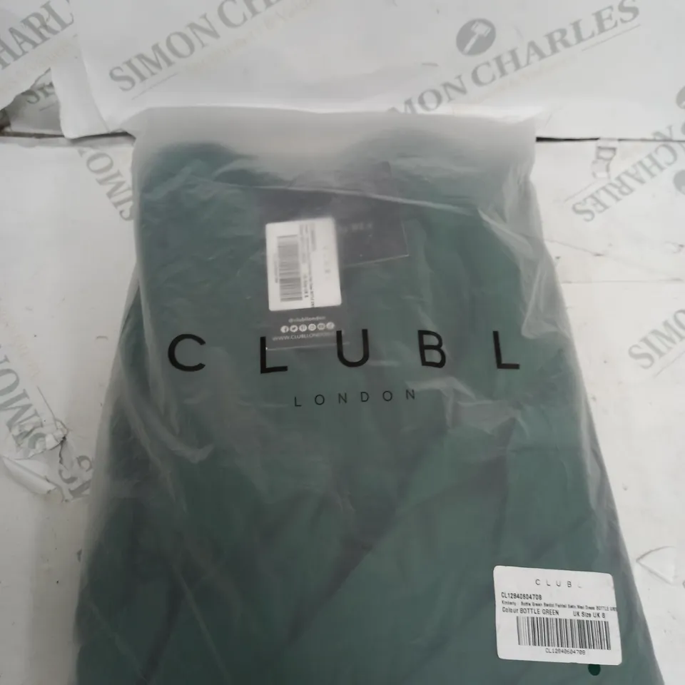 BOTTLE GREEN BACKLESS RUCHED FISHTAIL CAMI MAXI DRESS - size 8