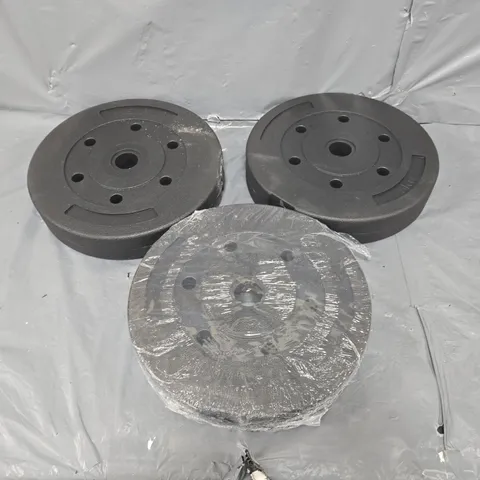THREE 5KG BLACK BUMPER PLATES - COLLECTION ONLY 