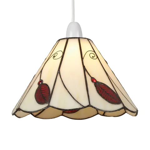 BOXED STONY CREEK 25CM GLASS BELL PENDANT SHADE CEILING SCREW ON BEIGE AND RED 2 OF SET