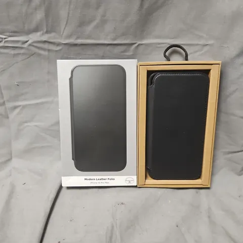 BOXED NOMAD MODERN LEATHER FOLIO CASE FOR IPHONE 15 PRO MAX β BLACK