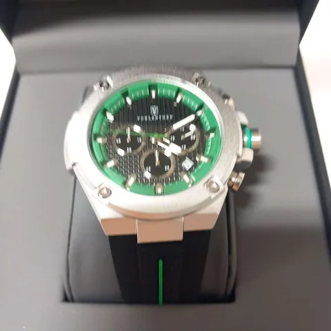 MENS VONLANTHEN CHRONOGRAPH WATCH β V200 β TEXTURED DIAL β 3ATM WATER RESISTANT β BLACK RUBBER STRAP