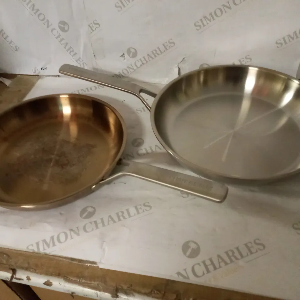 MERTEN & STORCK TRI-PLY STAINLESS STEEL INDUCTION 10" AND 12" FRYING PAN SKILLET SET, SILVER