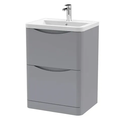 BOXED LUNAR 600MM FREE STANDING SINGLE BATHROOM VANITY UNIT (2 BOXES)