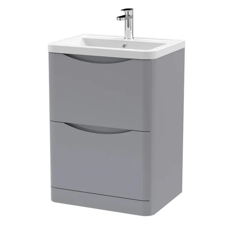 BOXED LUNAR 600MM FREE STANDING SINGLE BATHROOM VANITY UNIT (2 BOXES)