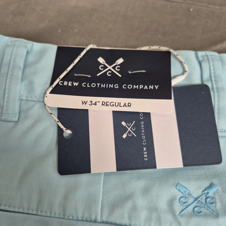 CREW CLOTHING COMPANY LIGHT BLUE CHINO TROUSERS - MEN'S, W34 REGULAR