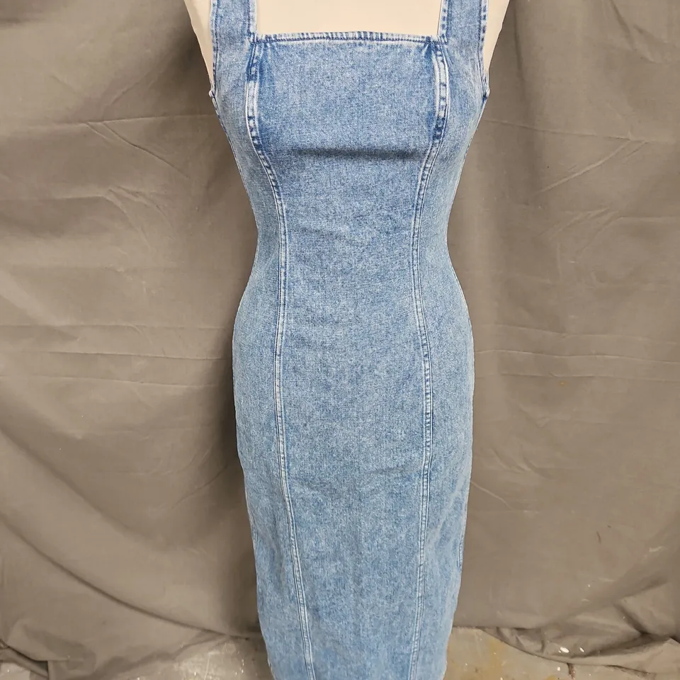 ABERCROMBIE & FITCH DENIM MIDI DRESS IN BLUE SIZE XS