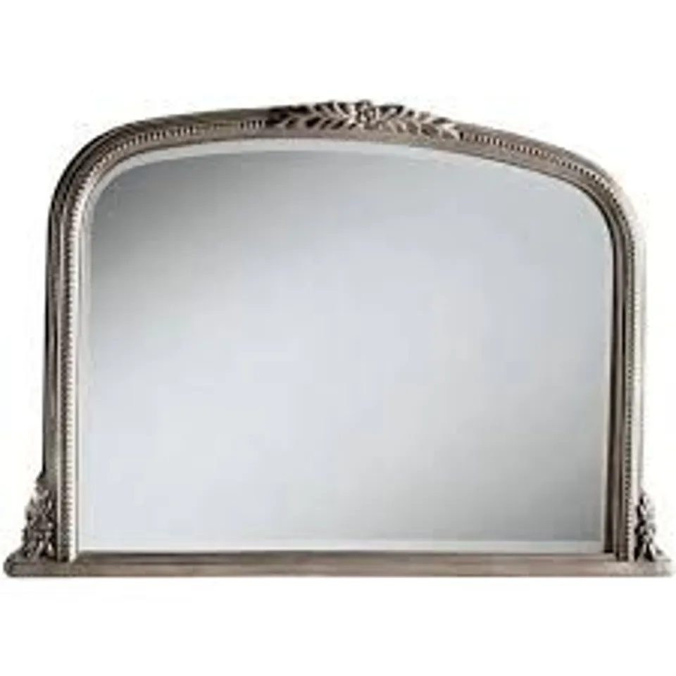 BOXED YEARN BEADED OVERMANTLE BEVELLED MIRROR 66 X 101CM - SILVER (1 BOX)