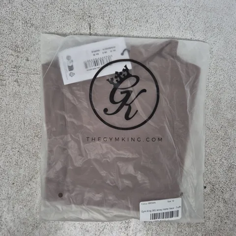 BAGGED GYM KING 365 JERSEY HALTER NECK IN TRUFFLE SIZE 10