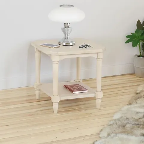 BOXED CHANTILLY SIDE LAMP TABLE DISTRESSED ANTIQUE CREAM EFFECT