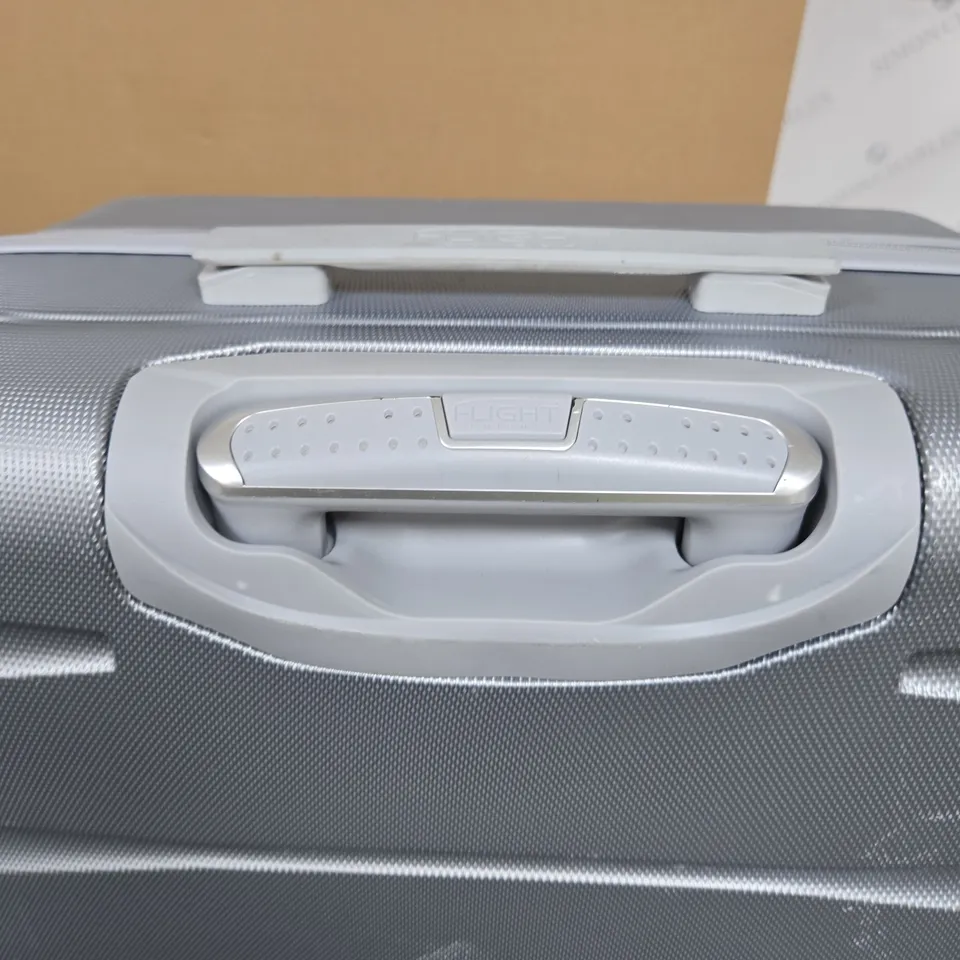 FLIGHT KNIGHT HARD-SHELL SUITCASE, SILVER/GREY, FOUR-WHEEL SPINNER LUGGAGE CASE