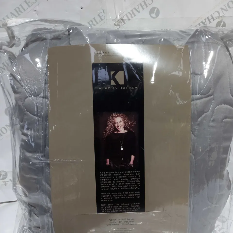 FINEST BED LINEN BY KELLY HOPPEN LATTE DOUBLE SIZE EMBROIDED SET 