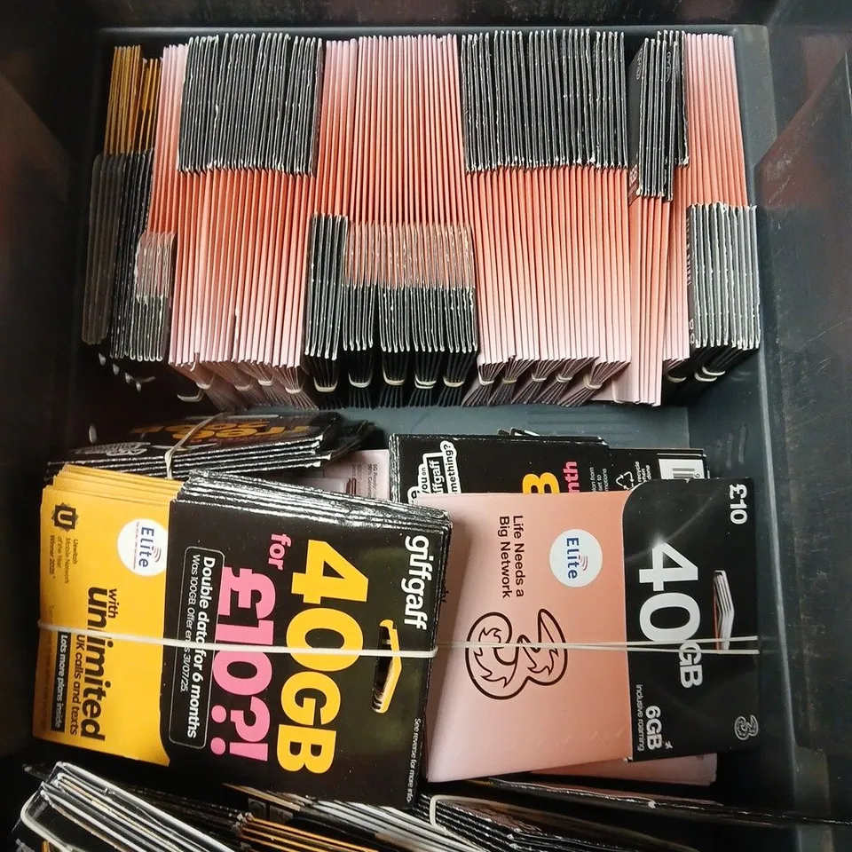 LARGE QUANTITY OF ASSORTED MOBILE SIM CARDS TO INCLUDE GIFFGAFF, 3, EE ETC
