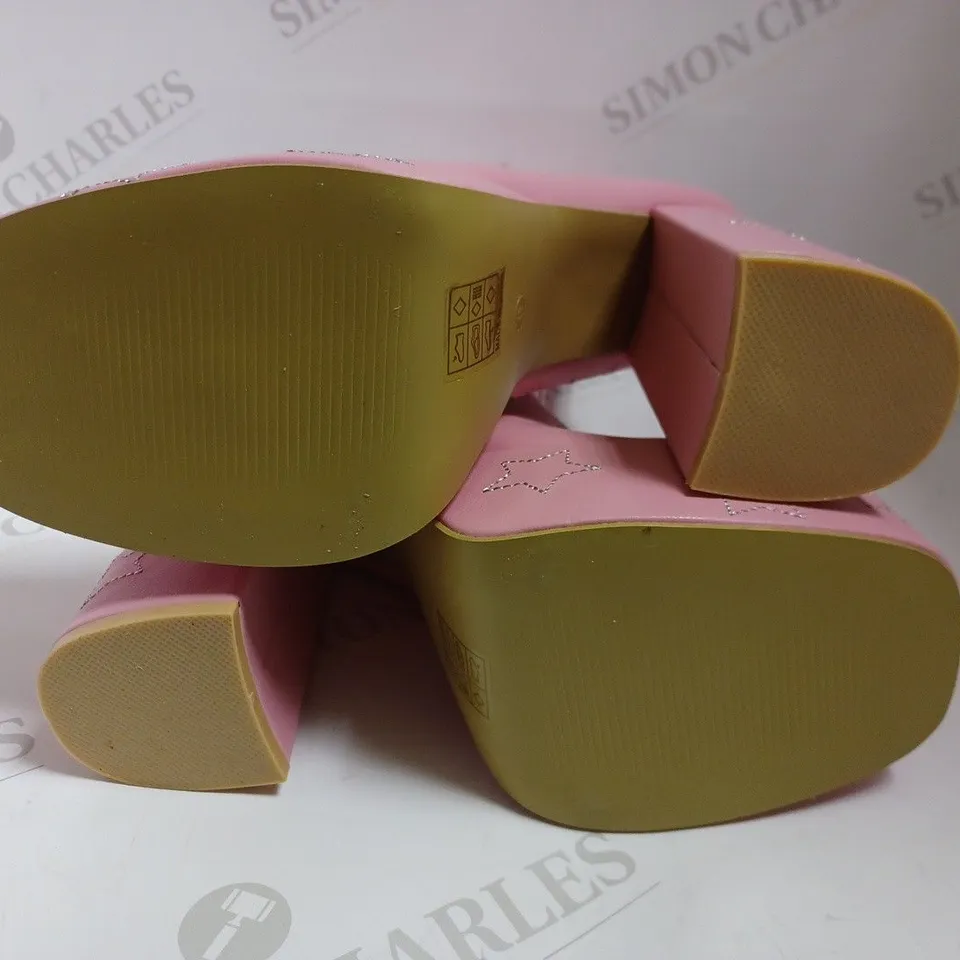 KOI VEGAN A PRINCESS’S LITTLE SECRET DIAMANTE HEELED BOOTS - SIZE 6