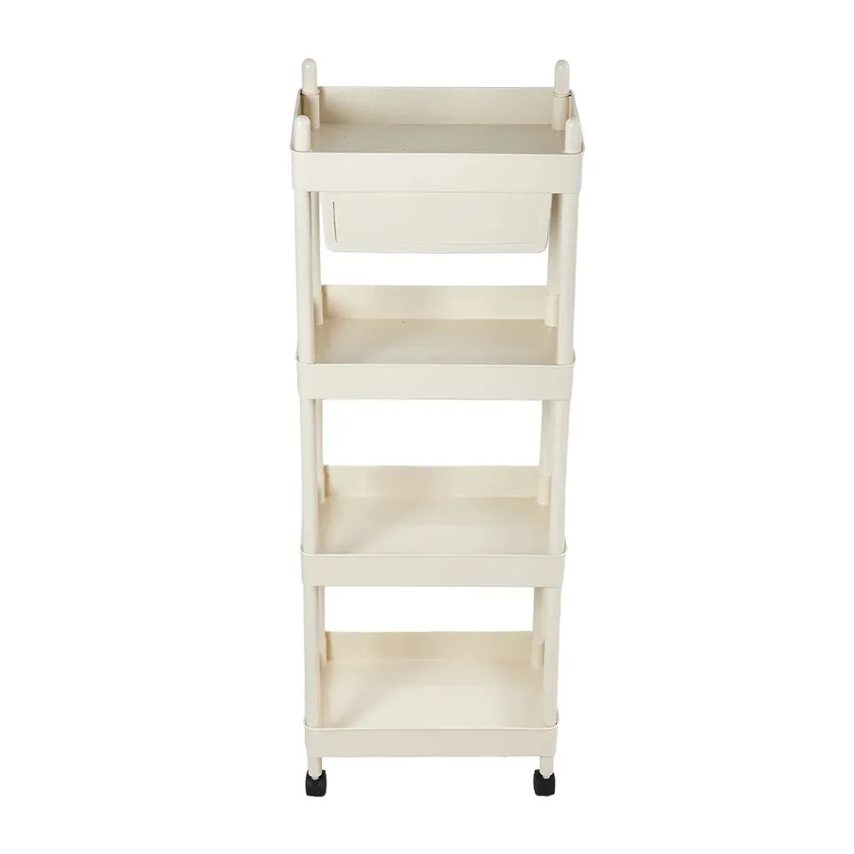 BOXED 4-TIER ROLLING CART WITH DRAWER