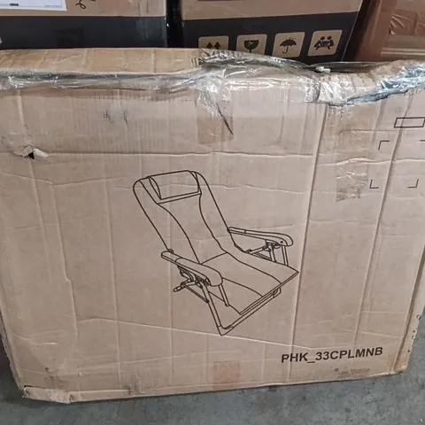 BOXED PORTABLE CHAIR/LOUNGER - BLACK/GREY (1 BOX)