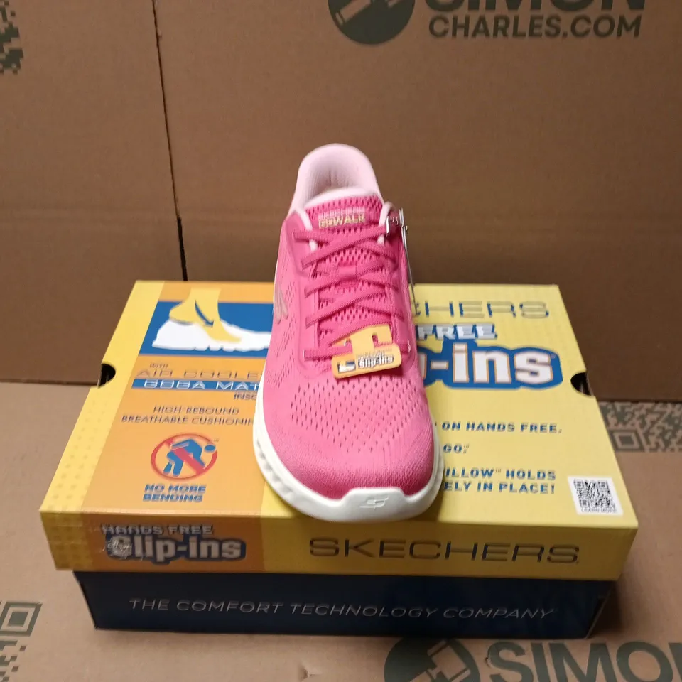 BOXED PAIR OF SKECHERS GO WALK NOW TRAINERS IN PINK - UK 6.5