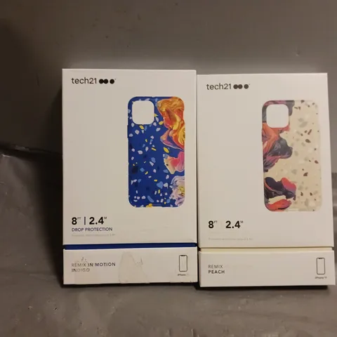 BOX OF APPROXIMATELY 30 TECH21 ASSORTED CASES TO INCLUDE - MOTION INDIGO IPHONE 11 , MOTION PEACH IPHONE 11