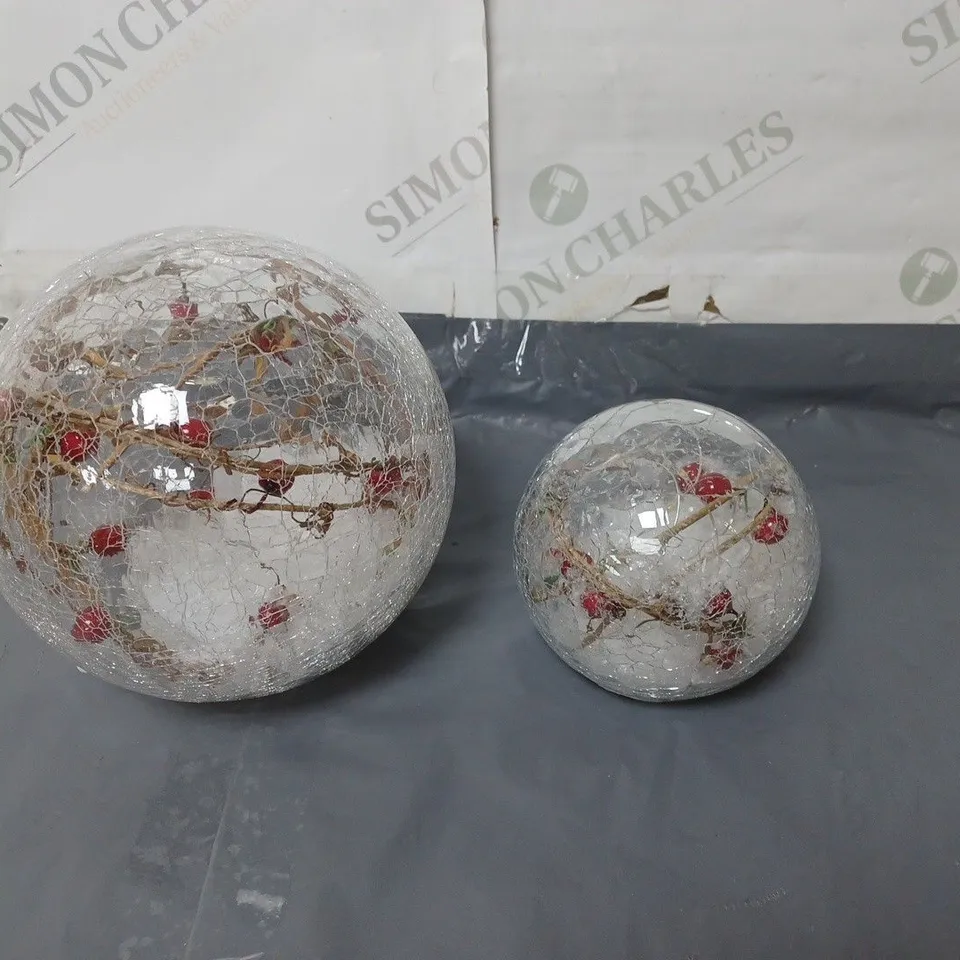 BOXED SET OF 2 GLOBE BERRY DECORATIVE SPHERES