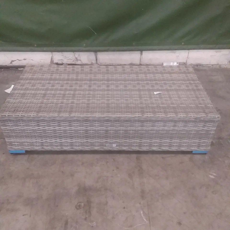 RATTAN EFFECT GARDEN COFFEE TABLE GREY