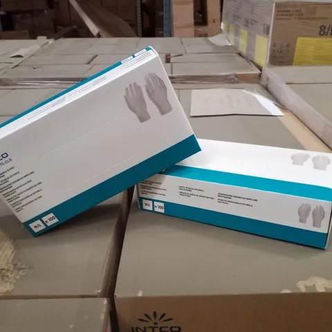 PALLET OF APPROXIMATELY 56 INTCO VINYL DISPOSABLE GLOVES 100PK BOXES - LARGE