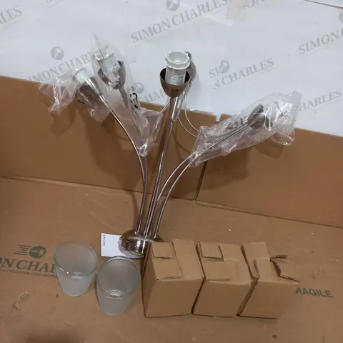 JOHN LEWIS MIZAR 5 LIGHT CHROME FLUSH GLASS SHADES FITTING