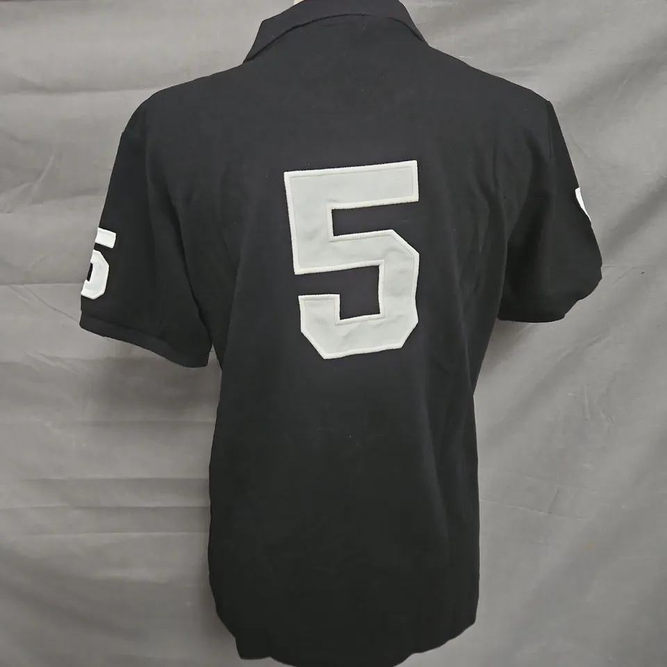 RALPH LAUREN SLIM FIT EMBROIDERED POLO SHIRT IN BLACK SIZE L