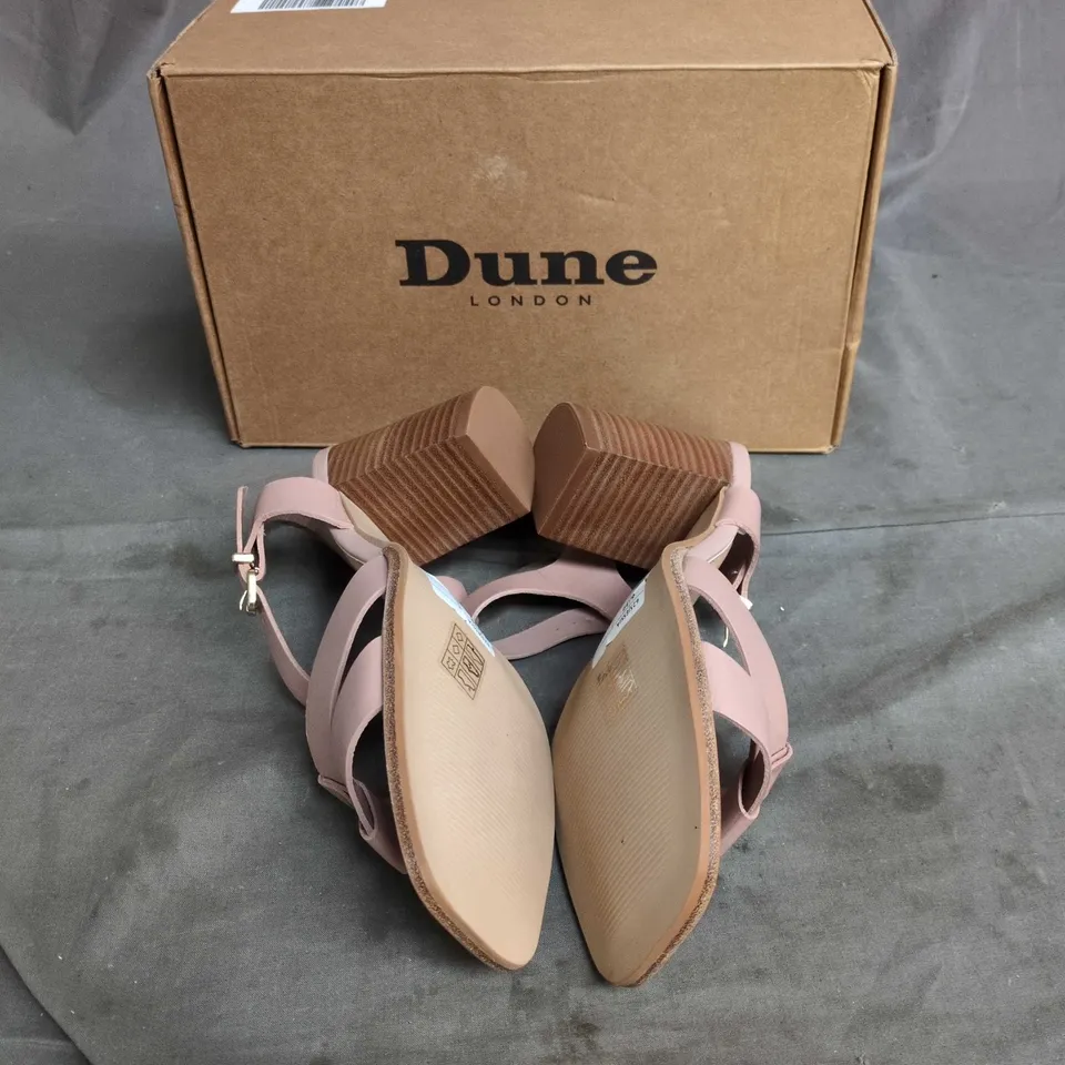 DUNE LONDON 625JESSIA BLUSH LEATHER SQUARE-TOE BLOCK HEEL SANDALS UK 6 (EU 39)