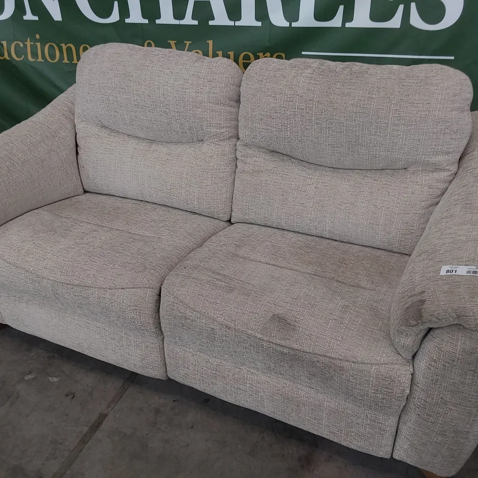 QUALITY BRITISH DESIGNER G PLAN JACKSON POWER RECLINING THREE SEATER SOFA LOXWOOD SAGE FABRIC 