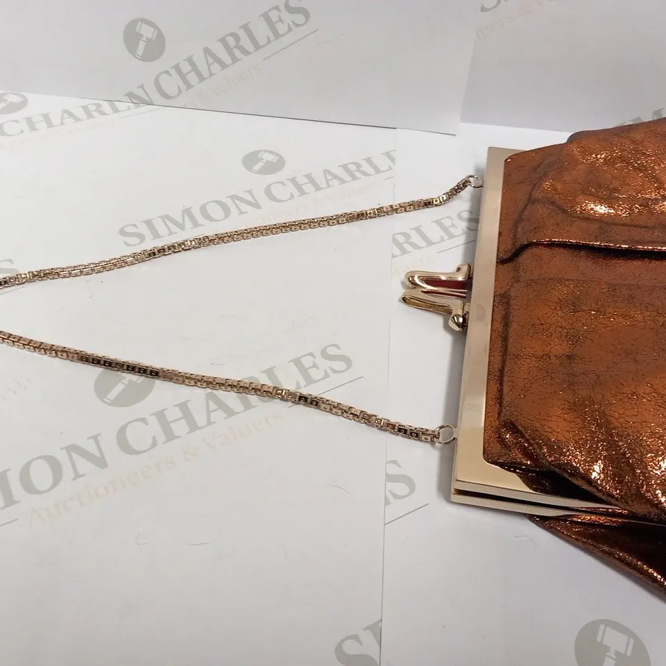 CHRISTIAN LOUBOUTIN METALLIC BRONZE LOUBI LULA CLUTCH BAG